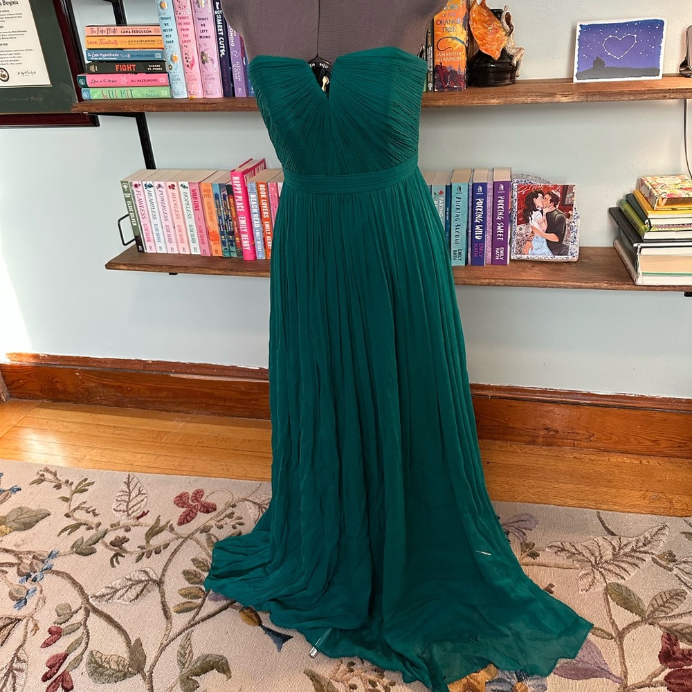 Strapless Green Silk J Crew Gown